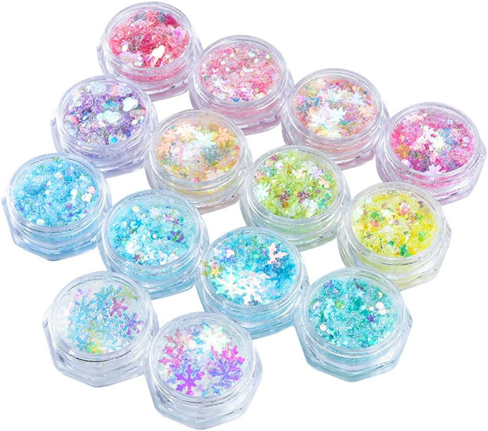 14 Pieces DIY epoxy Resin Luminous Powder Filler Crystal epoxy UV Glitter Powder Filler Eye Make-up Sequins for soap epoxy Resin Resin Casting Resin