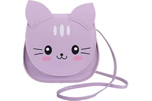 Abberry Cute Cat Crossbody Bag,Little Girls Cute Fashion Cat Coin Purse Pouch(Purple)