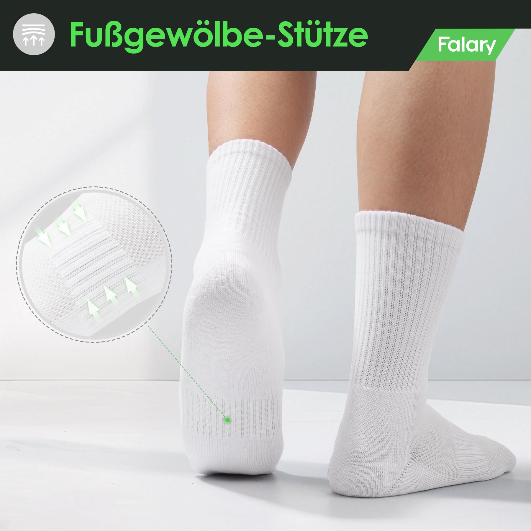 FALARY Tennissocken Socken Herren 39-42 Sportsocken,Damen Laufsocken Wandersocken Atmungsaktive Baumwollesocken Weiß 3 Paar 3