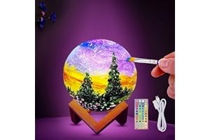 HOLA Paint Your Own Moon Lamp Kit, 2025 Updated USB Rechargeable, DIY Arts Supplies and Crafts Kit, Christmas Gifts for Grandkids Ages 6 7 8 9 10 11 12 13-15 Year Old Girls Boys Kids Birthday