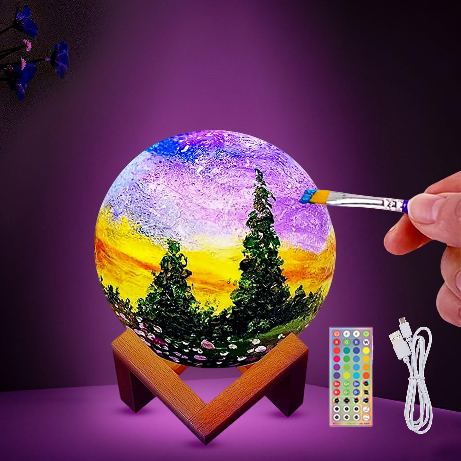 Photo 1 of HOLA Paint Your Own Moon Lamp Kit, 2025 Update USB Rechargeable Remote Control, DIY Arts Supplies and Crafts Kit, Ages 6 7 8 9 10 11 12 13 Year Old Girls Boys Kids Birthday Gifts