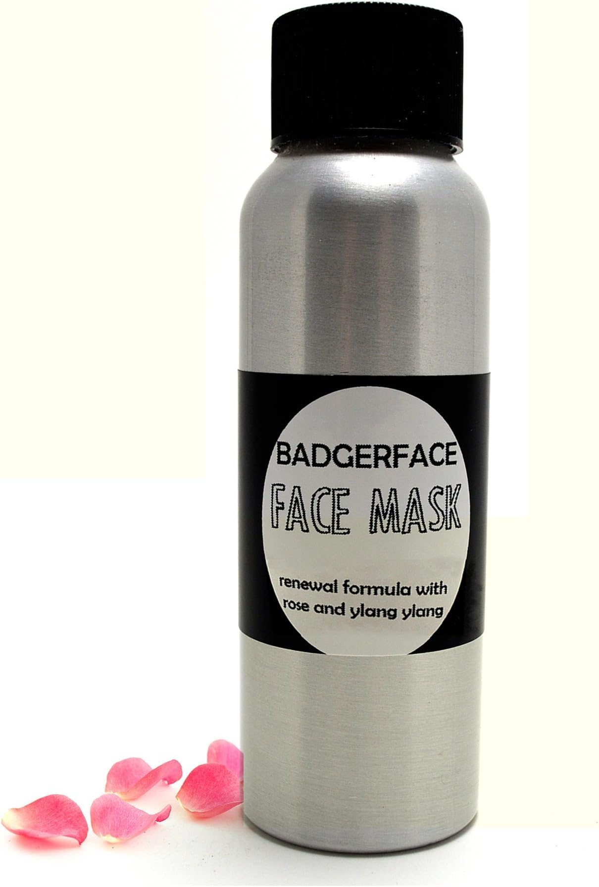 Badgerface Rose Hip Anti-Aging Face Mask and Collagen Lifting Wrinkle Treatment with Kaolin Clay and Ylang Ylang, 2.7 ounce Bottle