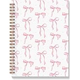 BAYOGITA Pink Bow Notebook - Pink Preppy Bow Journal, Coquette Bow Spiral Notebooks, Coquette Preppy School Supplies Notebooks, Preppy Bow Decor, Coquette Preppy Gifts, Coworker Gifts, 5.5x8.3 Inches