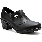 UZB Women's Slip-On Loafer Zip Leather Pump Shoes