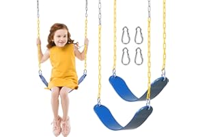 DECORLIFE 2-Pack Swing Seats for Swing Set, Support 330lb, Swings Replacement Kits with Coated Chains for Kids Adults, Swing Set Accessories with Snap Hooks for Outdoor Backyard Playground, Blue
