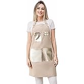 CapeshionPro Barista Waitress Chef Cooking Aprons Waterproof Canvas Hair Stylists Apron with 3 Pockets for Women