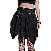 SHENHE Women's Goth Mini Skirt High Waist Asymmetrical Flowy Swing Grunge Punk Fairy Skirt