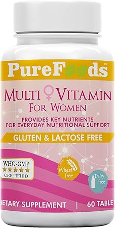 PureFoods Multivitamin for Women, Nutrition Supplement for Energy, Immunity & Stamina | Gluten & Lactose Free | WHO GMP Certified - 60 Capsules