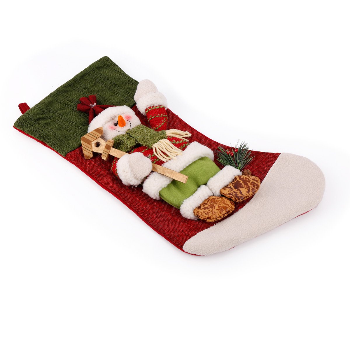 Moonmini 3d grande decorazione Natale Calza idea regalo Hanging Bag Cute Novelty Ornament Craft (Pupazzo di neve)