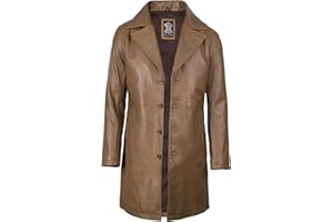 Decrum Mens Leather Coat - Casual Real Lambskin Long Leather Jackets for Men