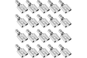 Briny River 50 Pcs 16-14 AWG 0.250" Female High-Temp Quick Disconnect Terminals Non-Insulated 6.3mm Spade Connectors for Auto