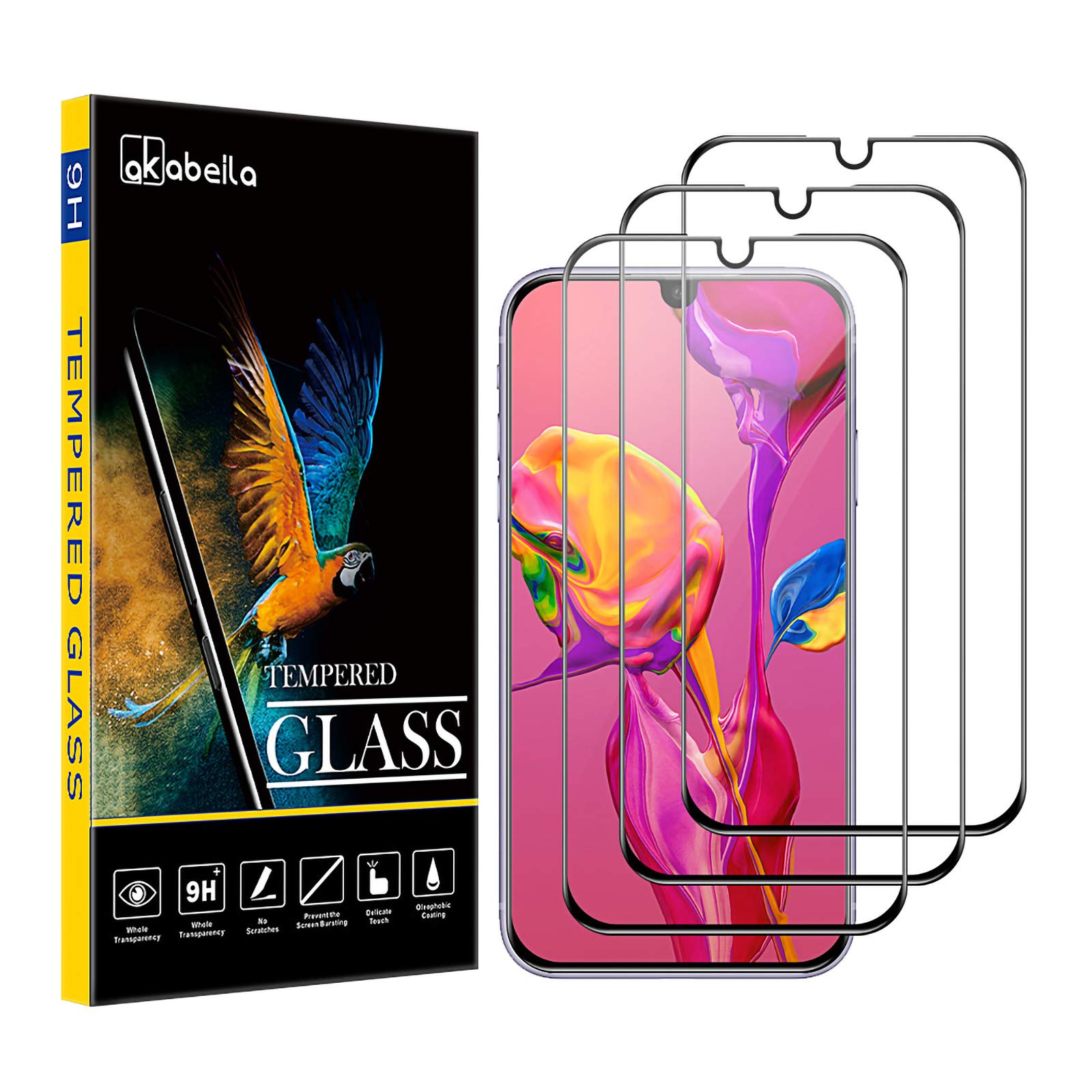 AKABEILA [3 Pack Screen Protector for Huawei P30 Premium HD Tempered Glass Protective Film 9H Hardness Case Friendly Easy Installation Anti Scratch Bubble Free [Full Coverage]
