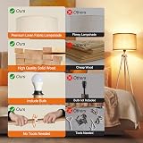 OUTON Solid Wood Tripod Floor Lamp, Dimmable LED with Remote, 4 Color Temps view 4