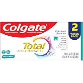 Colgate Total Fresh Mint Fluoride Toothpaste, 2 Pack, 5 oz | Helps Minimize Bad Breath, Fluoride Formulated Anticavity Toothpaste, Clinically Proven to Help Fight Plaque Bacteria