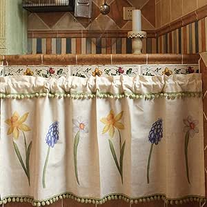 Qucover Cortina Corta,Cortina Media Altura Vintage para Cocina Ventana