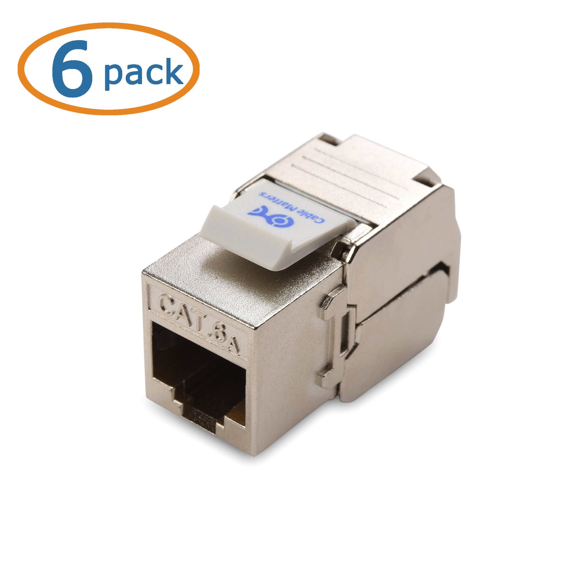[UL Listed] Cable Matters (6 Pack) RJ45 Cat6A Shielded Metal Keystone