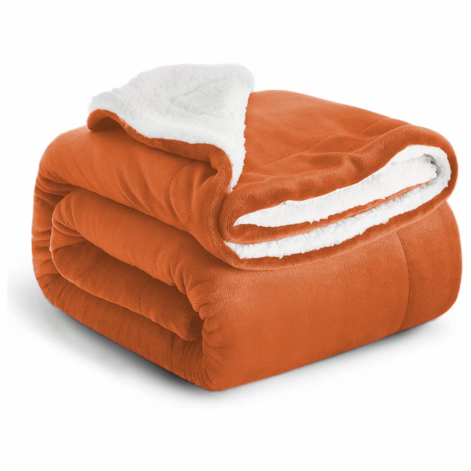 IR Imperial Rooms Sherpa Fleece Blanket Bed Throws Blankets For Sofas Soft Fluffy Thick Blanket Reversible Microfiber Throw (Rust, Twin/Double (150 x 200 Cm))