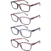 DOOViC 4 Pack Computer Reading Glasses Blue Light Blocking Anti Eyestrain Spring Hinge Stylish Readers for Women