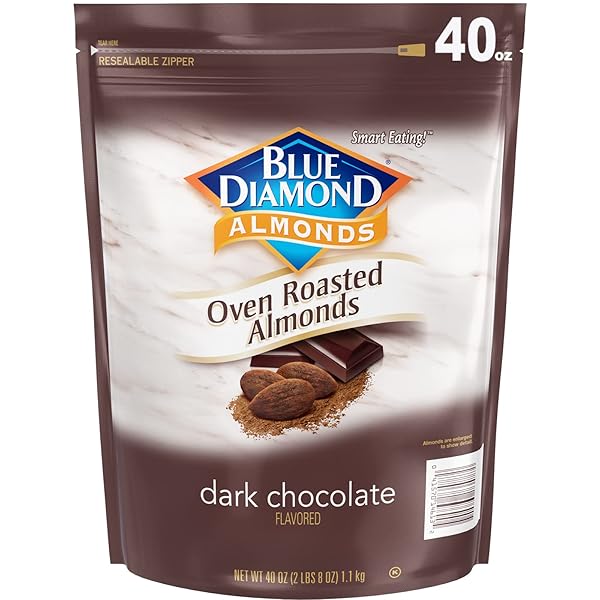 BLUE DIAMOND ALMONDS, OVEN ROASTED DARK CHOCOLATE FLAVORED SNACK NUTS PERFECT FOR SNACKING, ON-THE-GO, LUNCHES AND MORE, 40 OZ.