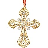 HEYINSHEN Cross Christmas Ornaments Gold Cross Ornaments for Christmas Tree Decor Religious Christmas Ornaments Crosses Hanging Ornaments for Xmas Decor Keepsake Gift for Women Kids Man Christian