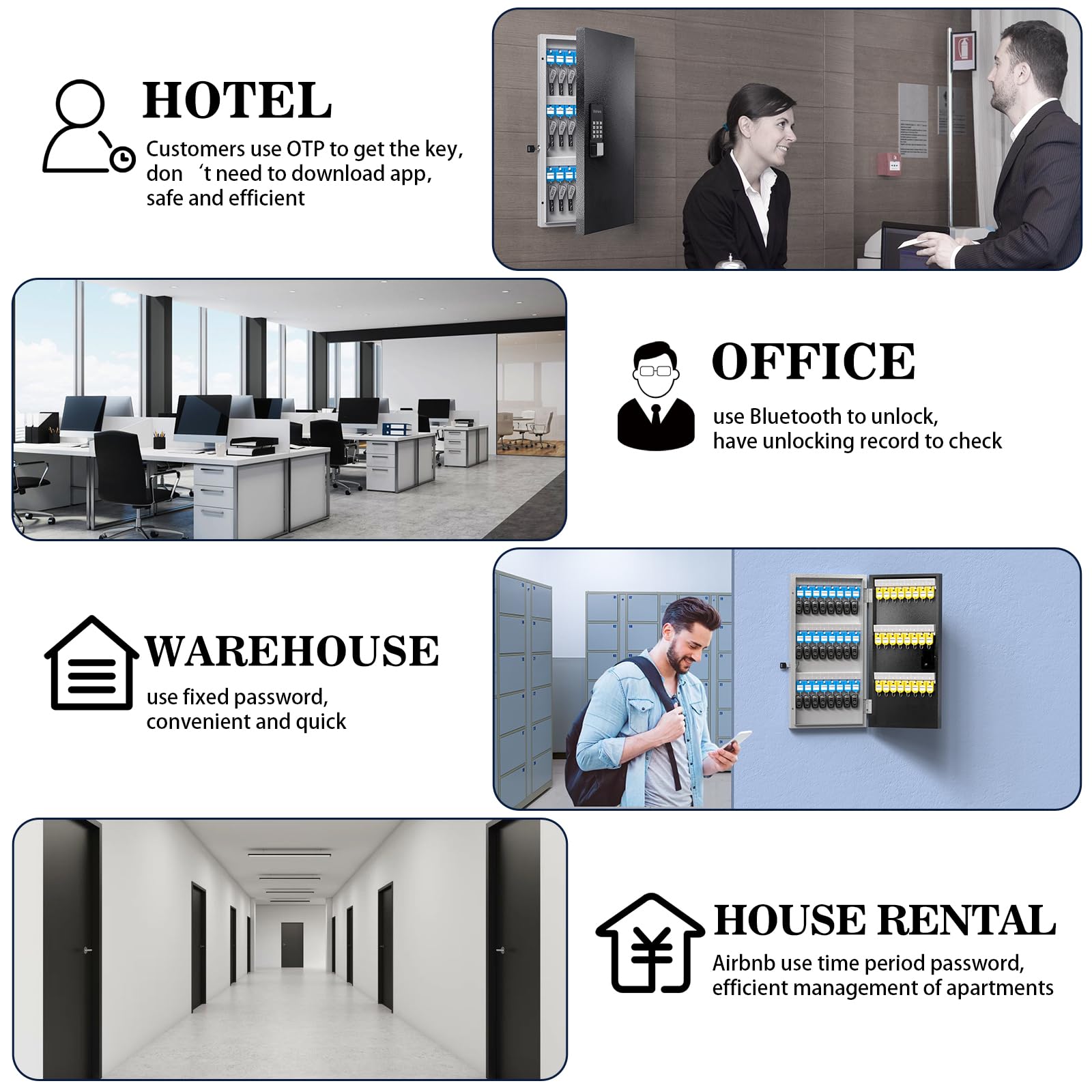 Mua DiDiHere 48 Key Lock Box Wall Mount, Smart Key Cabinet One Time ...