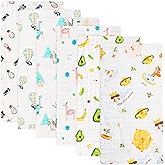 FOOK FISH Muslin Burp Cloths Cotton Burping Cloth 20'' X 10'' Pack of 6 for Baby Spit Up Cloths for Newborn,Absorbent,Soft,Large,6 Layers,Baby Burp Rags,Unisex,for Boys and Girls(Colorful)