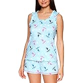U.S. Polo Assn. Women's Striped Summer Pajama Set, Tank, Shorts Valentines Gifts for Her