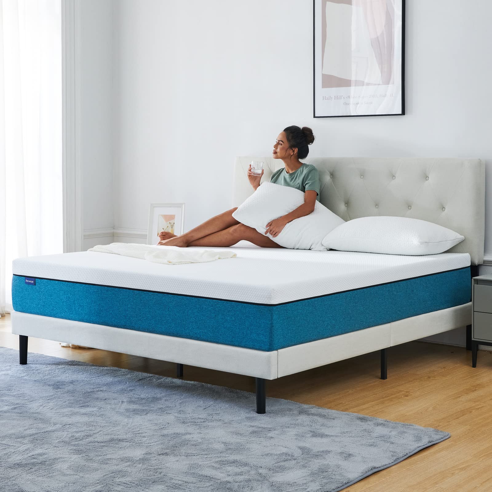IYEE NATURE Queen Mattress, 8 inch Gel Memory Foam Bed Mattress in a Box, Medium Firm, Size 60 * 80 * 8 inch