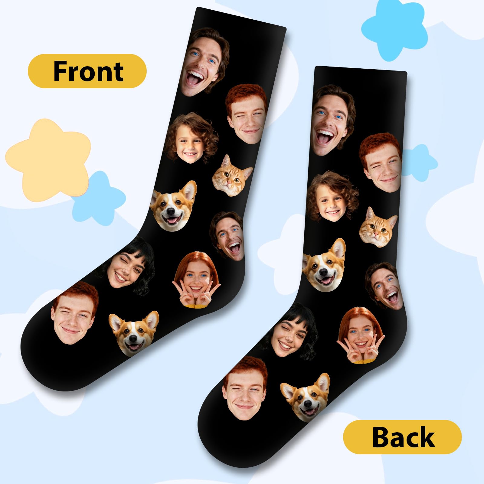 VBAIFAyy Valentine's Day Custom Photo Socks - Personalized Face Socks for Couples, Family & Pets - Romantic Unisex Crew Socks Ideal as Valentine's Gifts for Him, Her, Boyfriend, Girlfriend