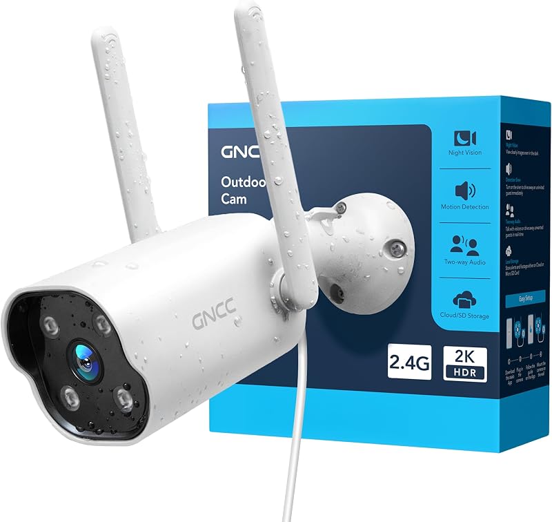 GNCC GT1Pro 2K Outdoor Security Camera WiFi 2.4GHz IP65 AI Siren