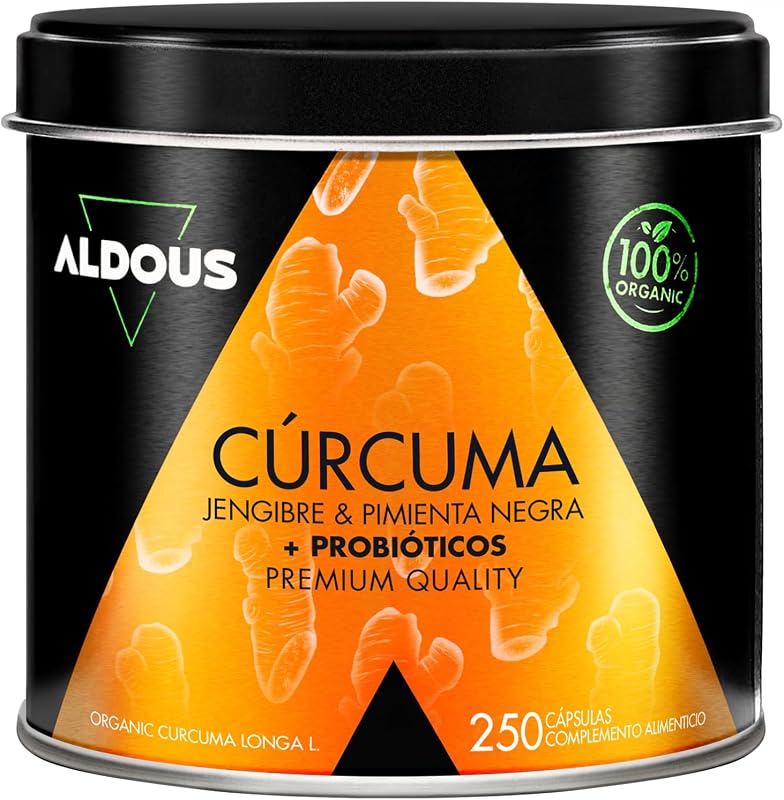 Curcuma con Jengibre y Pimienta Negra PROBIÓTICOS - 250 cápsulas - 1460mg