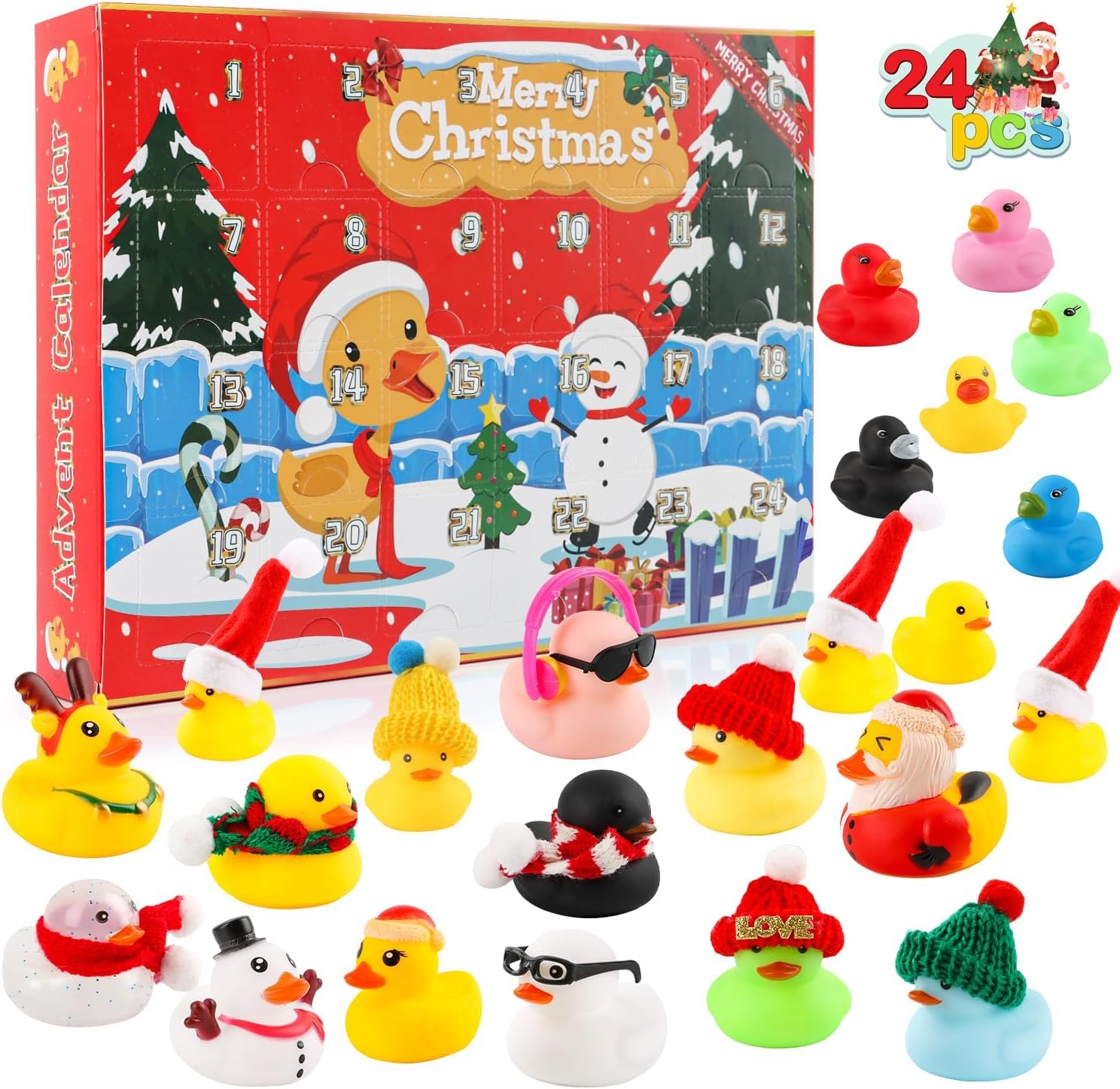 SULOLI Advent Calendar 2025 Kids,Rubber Duck Advent Calendar 2025 Christmas Novelty Gifts