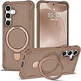 PeakFuel Designed for Samsung Galaxy S24 & S25 Case 6.2'' with Magnetic Ring Stand [Military Drop Protection][Compatible with MagSafe] Shockproof S24 & S25 Phone Case for Men Wowen,Brown 2585
