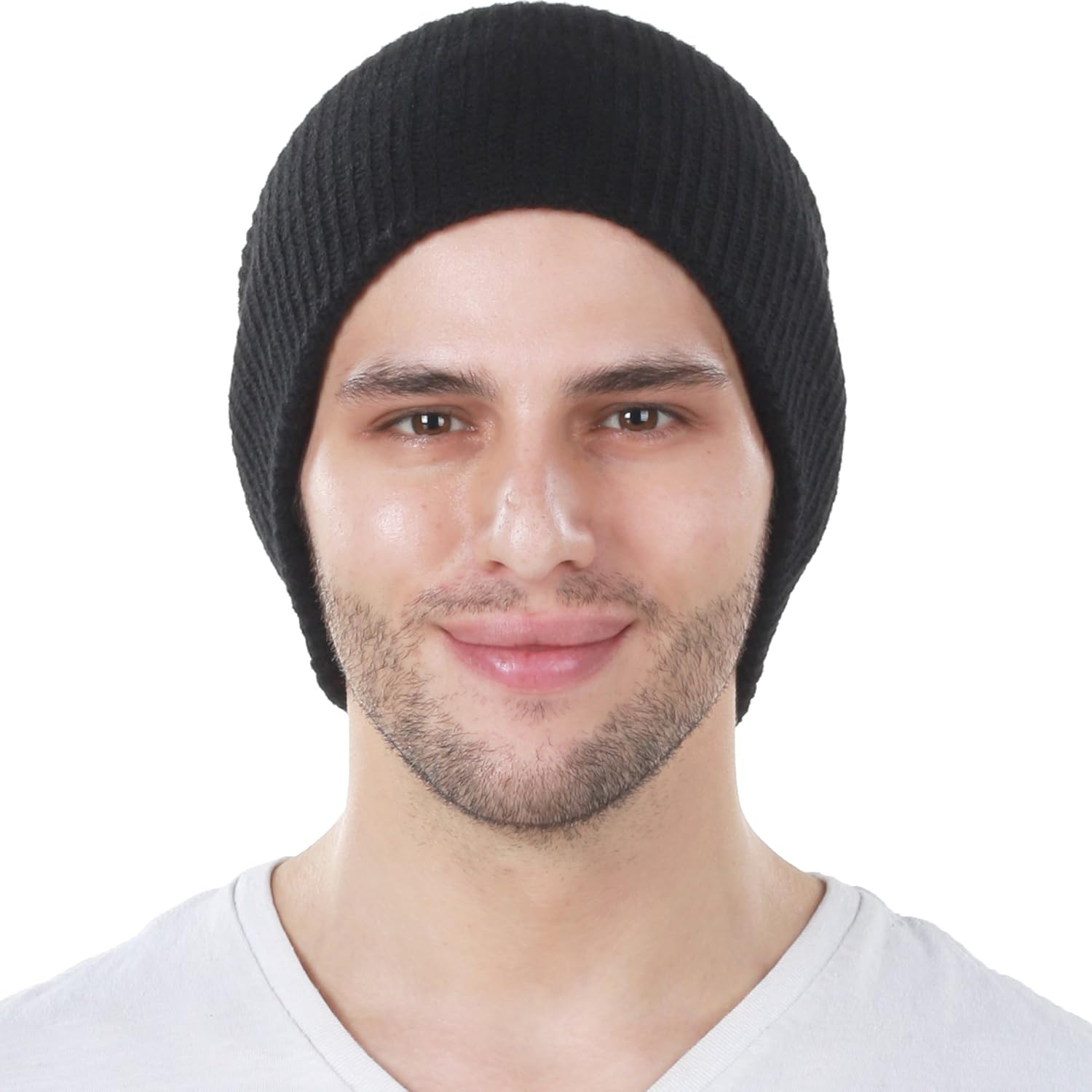 KBW-12 BLK Solid Slouchy Beanie Skull Cap Hat: Clothing