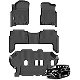 GINOWY-Floor Mats for Nissan Armada &Infiniti QX80 2019-2024 Bench Seating All Weather Car Floor Mats Armada 2024 Waterproof Easy to Clean Armada Floor Liners Accessories Black