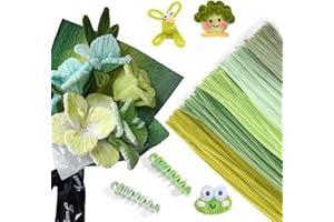 URSDIART 500pcs Light Green Pipe Cleaners,5 Assorted Colors Green Pipe Cleaners Crafts, Fuzzy Wire Chenille Stems Bulk for Art and Craft Projects Flowers Creative Gift Party Holiday Decorations