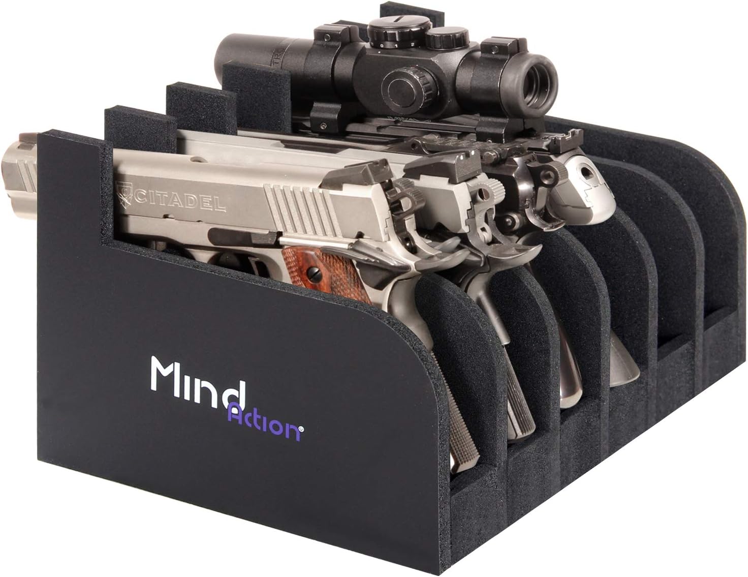 Mind and Action Foam Pistol Rack Handgun Holder for Gun Safe Gun Cabinet Accessories, Customized Gun Storage from 1 up to 6 Firearms (Black): Sports & Outdoors