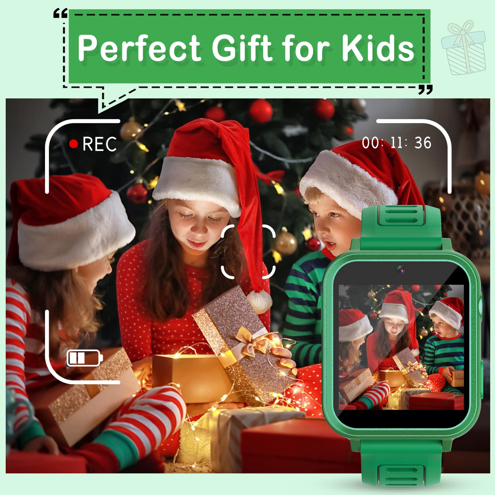 Phyulls Smart Watch for Kids with 39 Puzzle Games, Camera, Video Recorder, Music, Alarm, Calculator, Calendar, Flashlight, Pedometer - Birthday Gift for 3-12 Year Old Boys & Girls