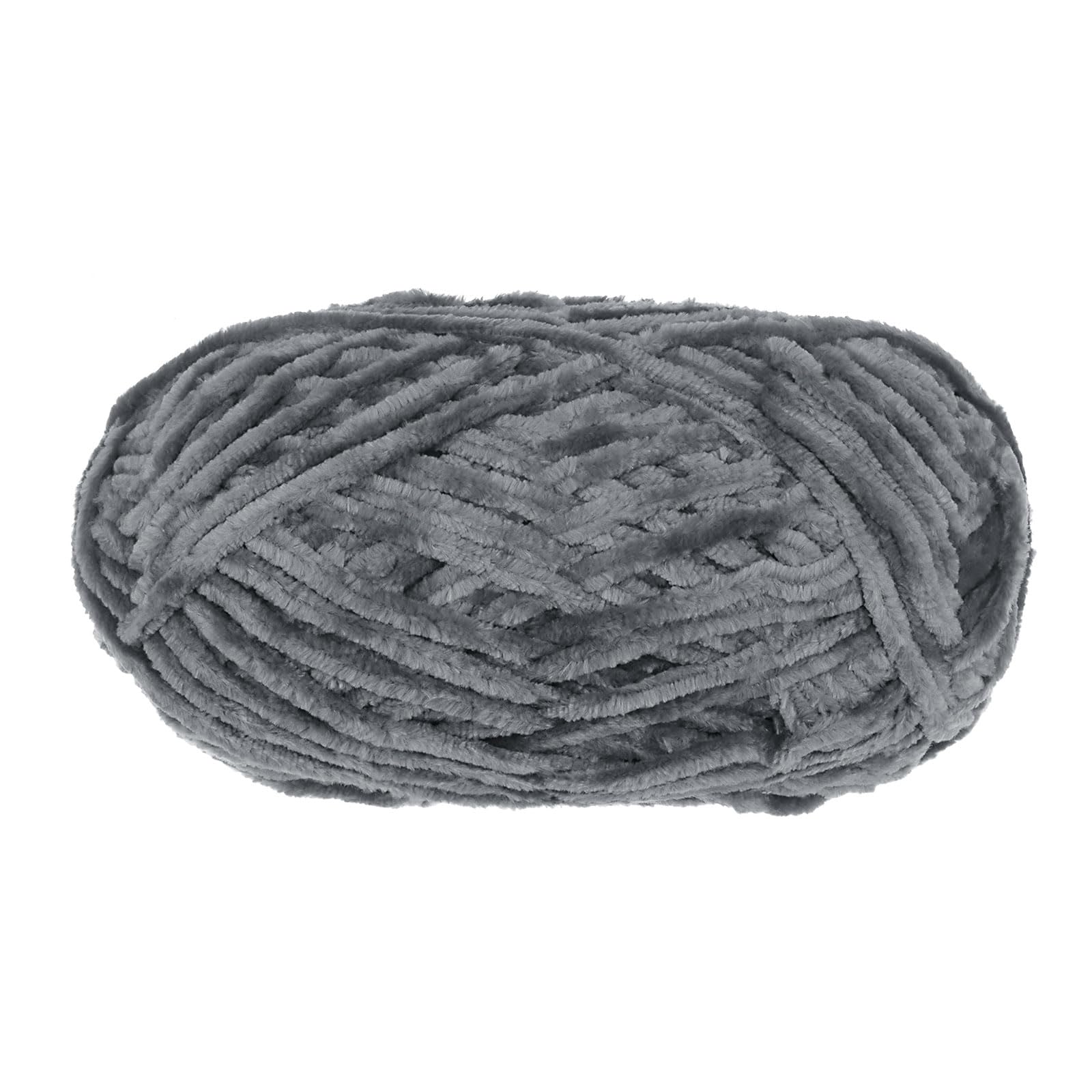 uxcell 1 Skein Velvet Yarn Chenille Yarn 100g/3.5oz 87 Yards Total Length 6# Super Bulky Polyester Soft Blanket Yarn for Knitting Bag Scarf, Dark Grey