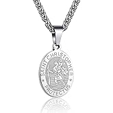 RS Saint St Michael/Christopher/Jude/Benedict/Joseph/Anthony Medal Necklace for Men Boys 24 In Religious gifts