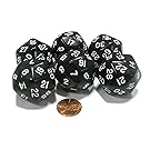 Set of 6 Triantakohedron D30 30 Sided 33mm Jumbo Dice - Black w White Numbers