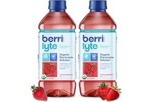 BERRILYTE Berri Lyte Plant Based Organic Electrolyte Solution – Pediatric Rehydration Drink – Low Sugar Strawberry Flavor, 1 L, 2 ct