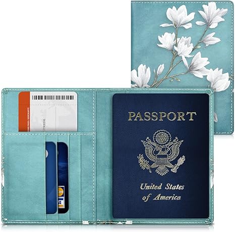Amazon Co Jp Kwmobile パスポート ケース カードポケット 付き Puレザー 旅券カバー パスポートカバー カードケース トープ 白色 ブルーグレー 旅行用品 旅行小物 通販