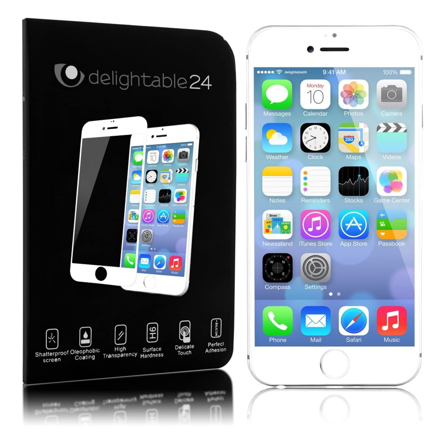 NALIA Screen Protector compatible with iPhone 6 Plus / 6S Plus, 9H Full-Cover Tempered Glass Phone Protective Display Film, Durable LCD Saver Protection, Shatter-Proof Front - Crystal Clear (White)