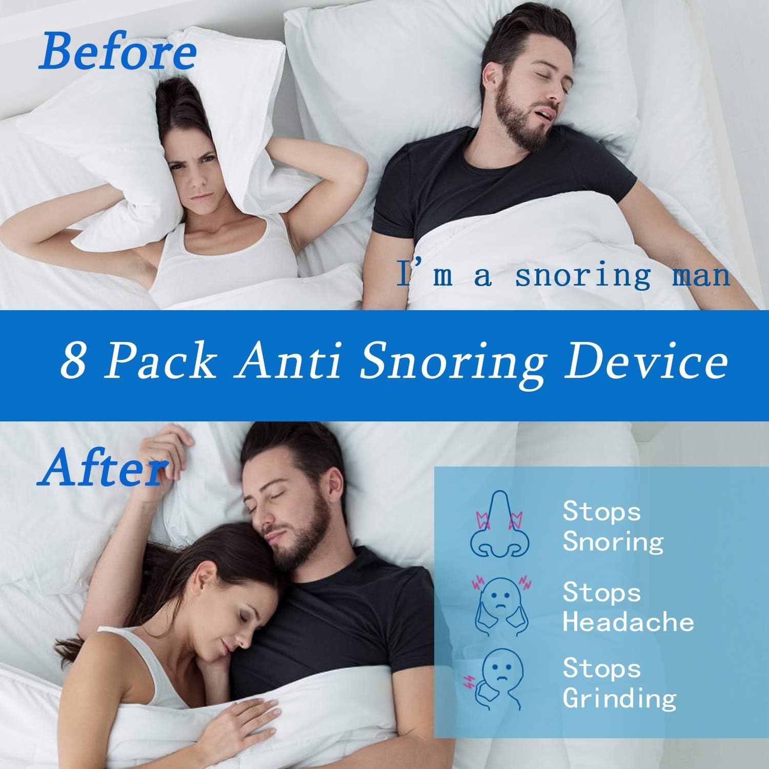 Anti Snoring Device, Raxurt 8 Pack Upgraded Snore Stopper 4 Pack Silicone Magnetic Nose Clips with 4 Different Sizes Nose Vents Professional Sleeping Aid Relieve Snore and Bruxism for Men Women: Health & Personal Care