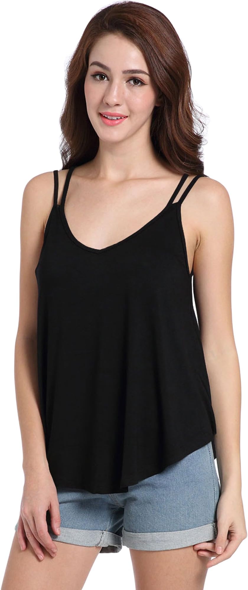 Odosalii Women's Cute Crisscross Back Loose Hollow Out Stretchy Backless Camisole Tank Tops