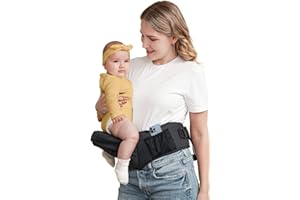 MOMIDEAL Baby Hip Seat Carrier Stylish Hip Seat Baby Carrier for Newborns to 8-66 lbs Toddlers, Various Pockets, Adjustable Waistband, Ergonomic Non-Slip Toddler Carrier for Breastfeeding & On-The-Go (Black)