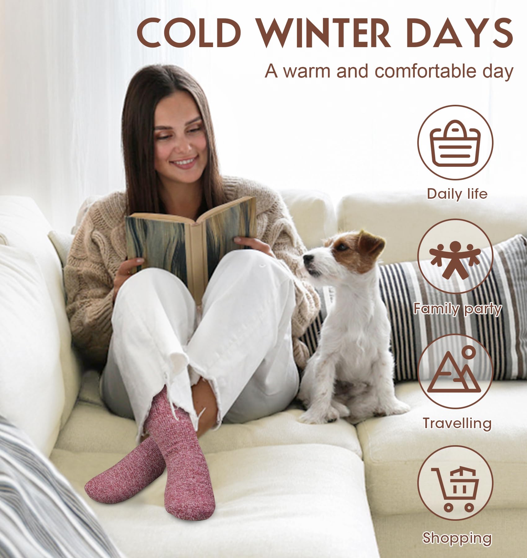 YSense Wool Socks for Women, Winter Boot Socks Stocking Stuffers Gifts for Women Warm Crew Hiking