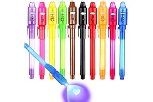 DxJ Invisible Ink Pen 10Pcs Latest Spy Pen with UV Light Magic Spy Marker Kid Pens for Secret Message and Birthday Party,Writ