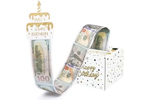 PAGATHER Birthday Money Box for Cash, White Surprise Box Explosion Gift for Men, Billionaire Money Holder with Pull Out Card DIY Set